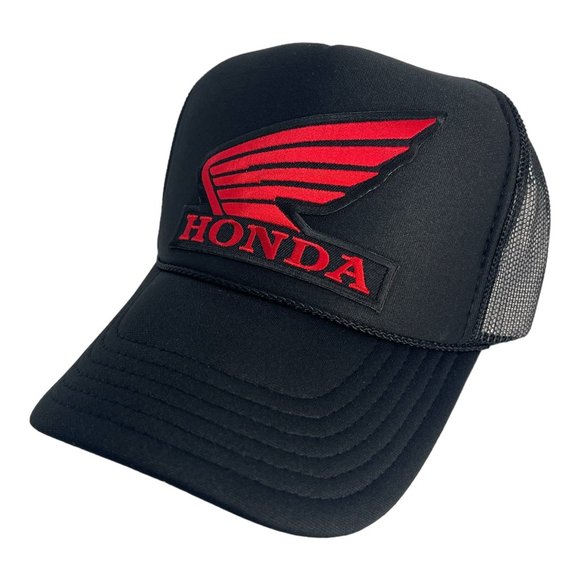 NEW VINTAGE STYLE HONDA MOTORS BLACK TRUCKER HAT CAP ADULT SIZE TRENDY RETRO - Picture 2 of 3